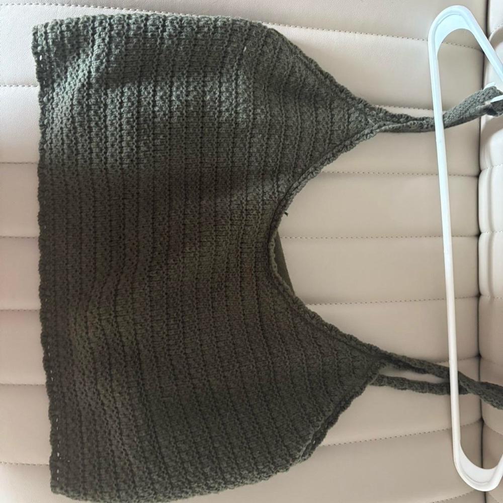 Aerie Dark Green Crochet Tank Top